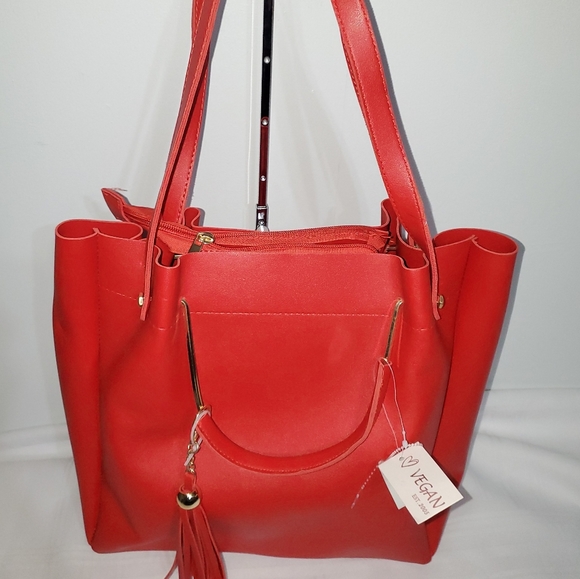 VEGAN NWT RARE DUAL STRAP STYLE SHOULDER BAG - Picture 2 of 16